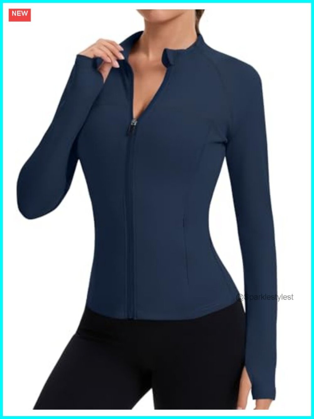 Women's Slim Fit Full Zip Athletic Workout Jacket with Thumb Holes